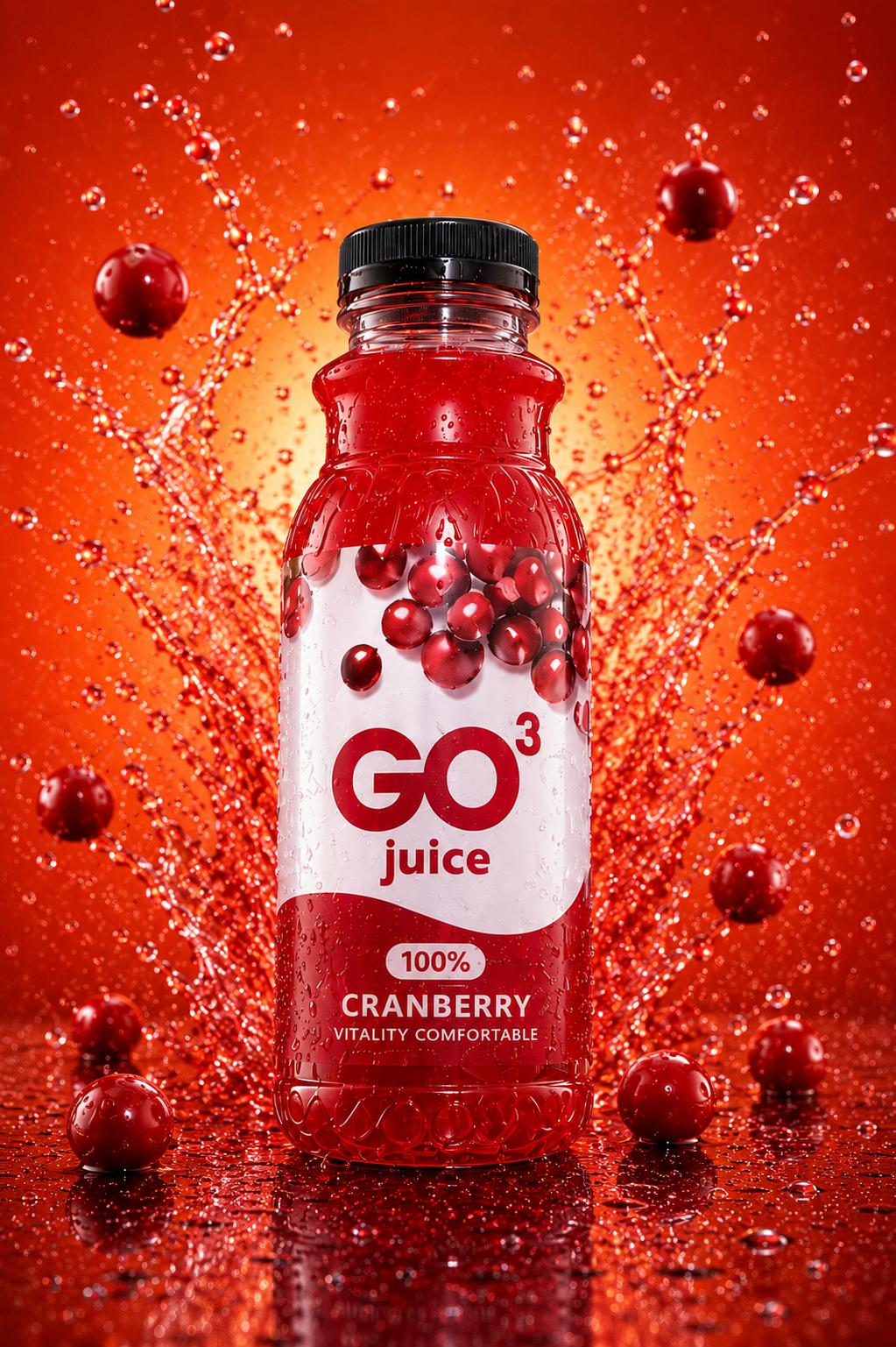 GO³ Cranberry juice bottle